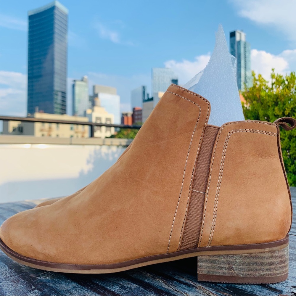 ALDO NEW Camel Ombre Tan Leather Zip BlockHeel Chelsea Boots - Picture 11 of 16